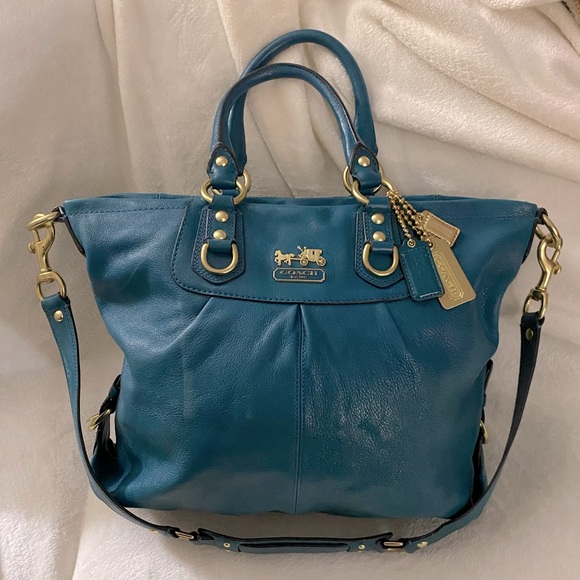 Coach Handbags - COACH teal leather bag